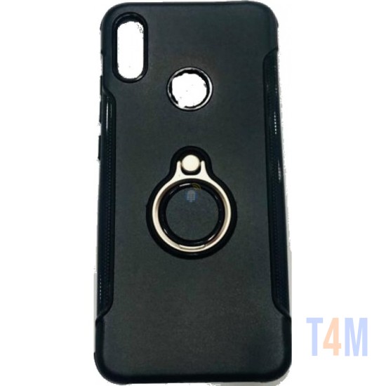 CAPA DE SILICONE COM METAL E ANEL DE DEDO XIAOMI REDMI NOTE 4X PRETO